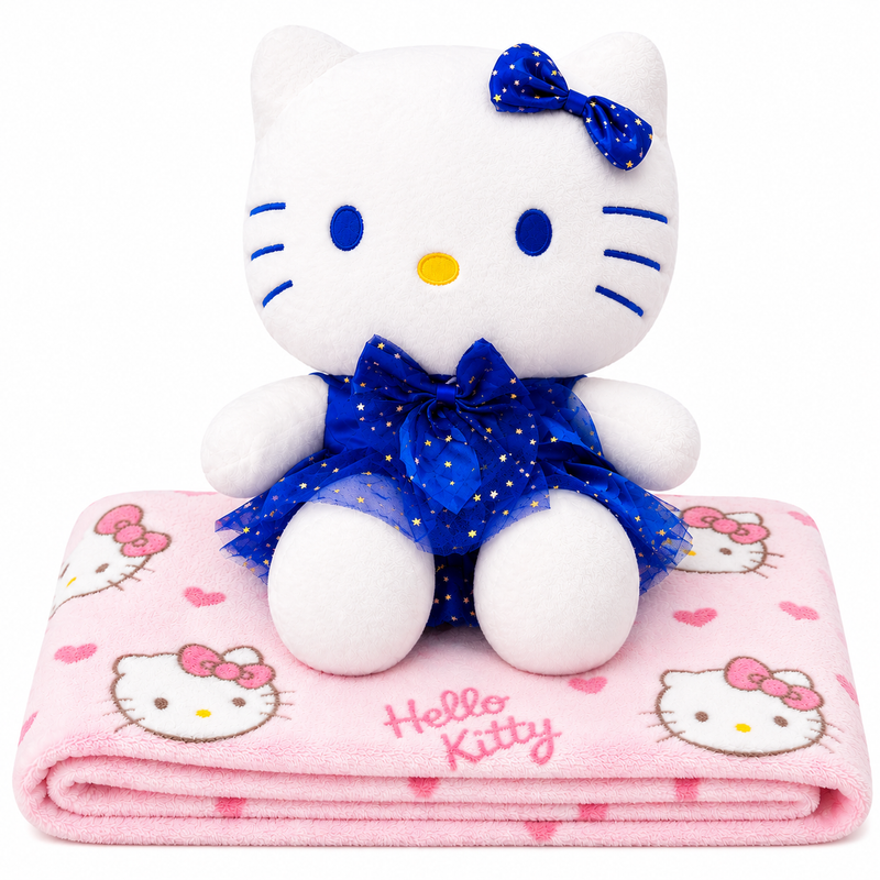 Hello Kitty Plush with Blanket (Blue)