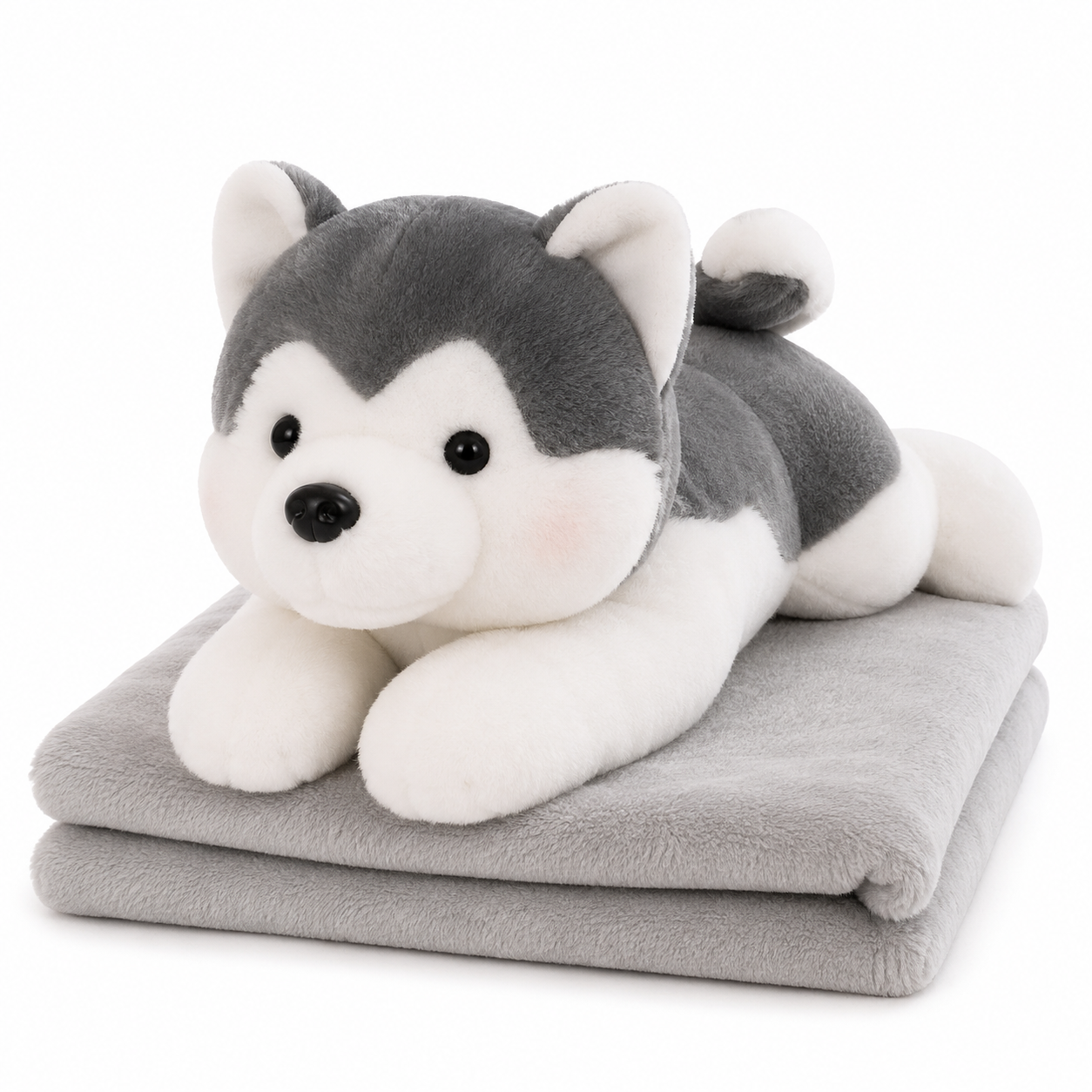 Husky Plush with Blanket
