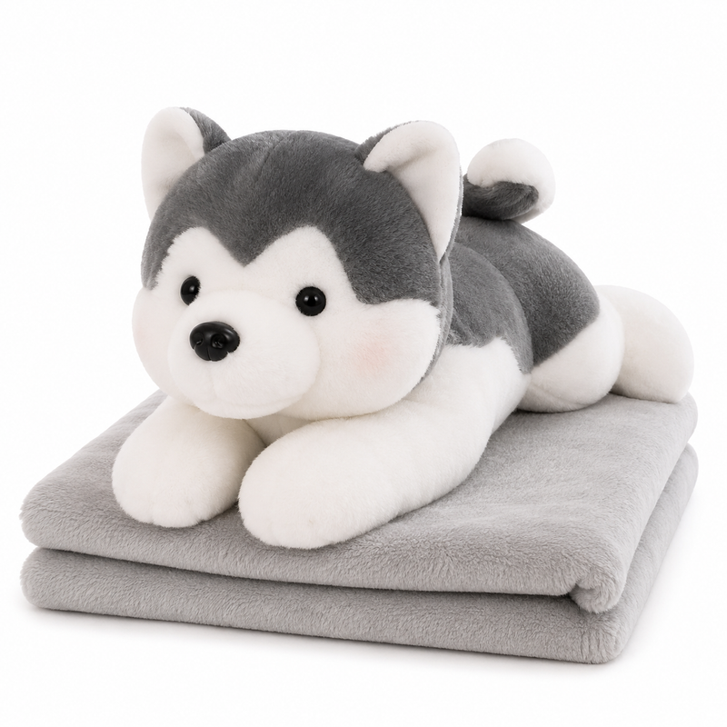 Husky Plush with Blanket